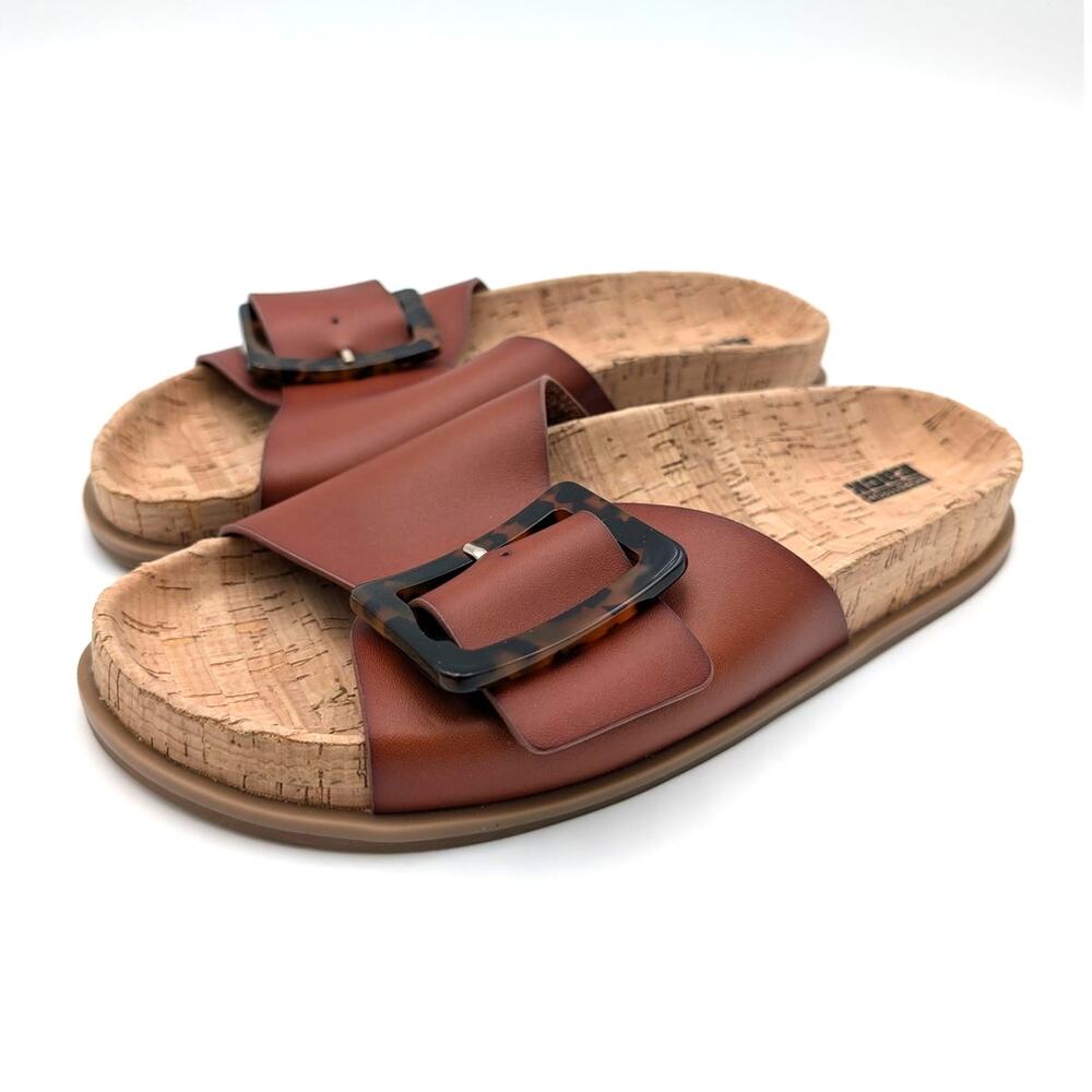 Nordstrom Rack Evelina Buckle Slide Sandals Women's Brown Size US7M EU37